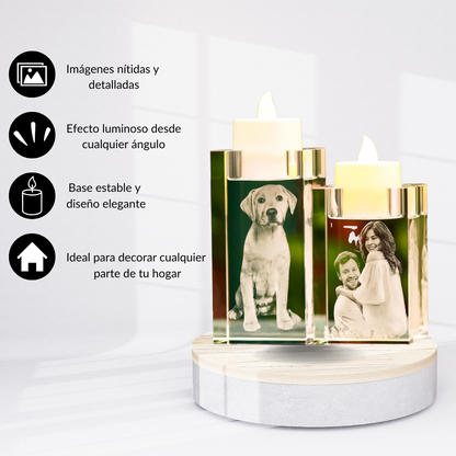Soporte de vela de cristal personalizable